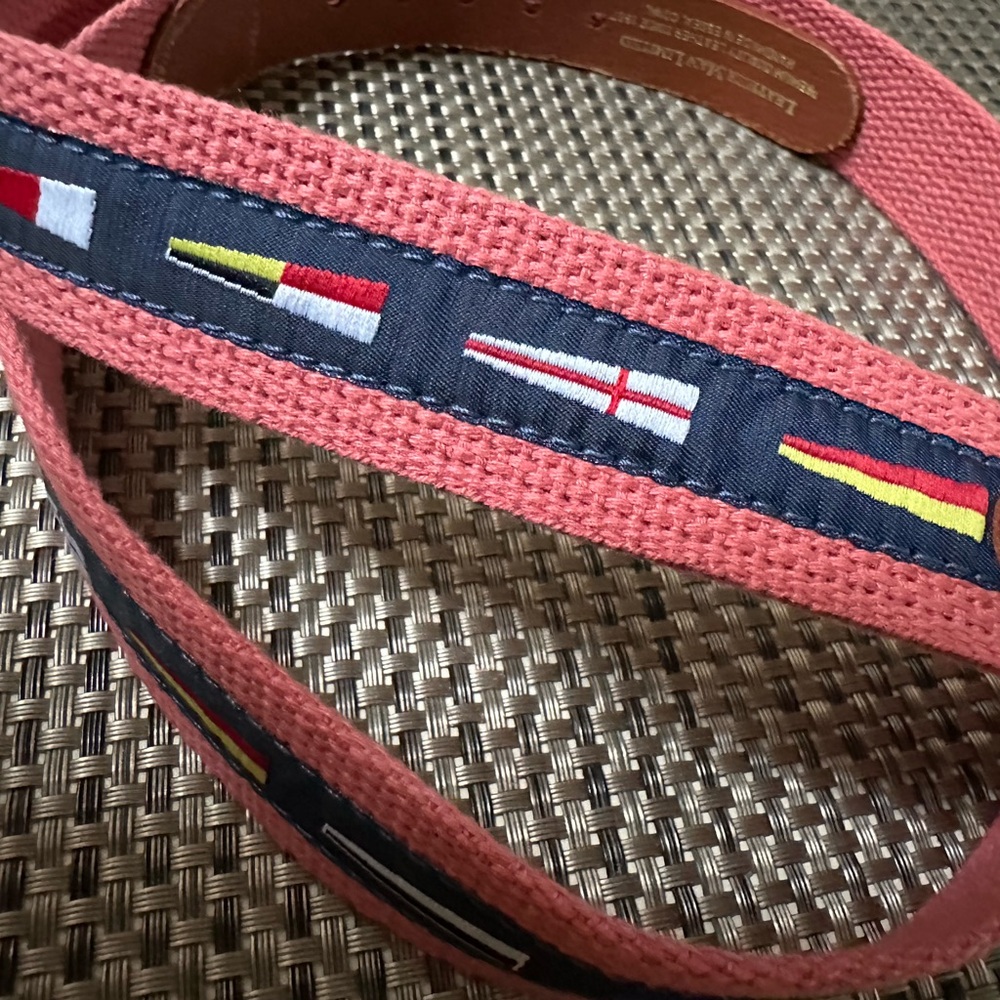 Men's Pink Woven Nautical Belt with Ribbon Detail